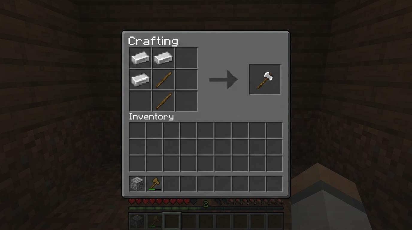 Minecraft Balta Yapımı Çalışma Masası 3x3 Dizilimi