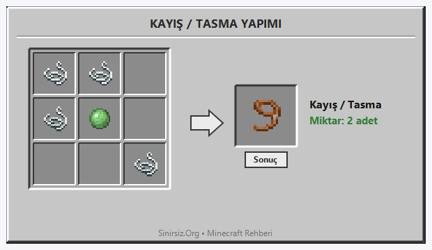 Minecraft Kayış / Tasma Nasıl Yapılır? Çalışma Masası Tarifi